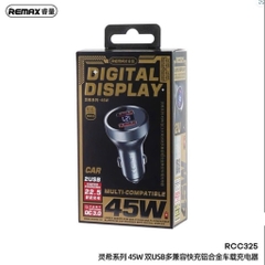 Cóc sạc xe hơi 45w sạc nhanh REMAX RCC325  2 cổng usb có đèn led báo sạc chính hãng [BH: 1 NĂM]