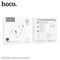 Tai nghe bluetooth V5.3 True Wireless Hoco EW64, 2 tai có doc sạc, không có nút cao su kiểu dáng pro3 [BH: 1 NĂM]