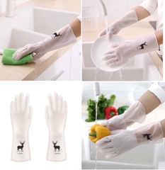 Găng tay cao su rửa chén bát dĩa hình hươu (bao tay) [BH: NONE]