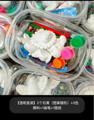 Set 2 Tô tượng thạch cao MINI hộp nhựa kèm màu cho bé
