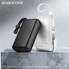 Pin sạc nhanh 20w BOROFONE BJ70 10.000mAh sạc dự phòng kèm cáp liền pin chui Type C + chui iPhone có màn hình LED chính hãng [BH 1 năm]