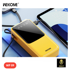 Pin Sạc dự phòng 12W  WEKOME WP-09, dung lượng  10000mAh kèm cáp liền thân, màn hình led hiển thị % pin [BH: 6 THÁNG]