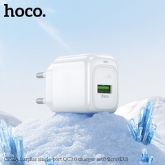 Bộ sạc nhanh 18W HOCO CS52A cáp USB ra Samsung Micro (EU) chính hãng [BH 1 Năm]