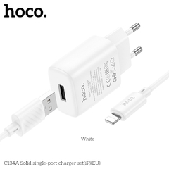 Bộ sạc 12w HOCO C134A cáp USB ra iPhone Lighting (EU) chính hãng [BH 1 Năm]