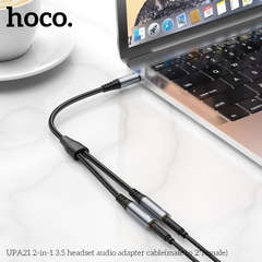 Cáp chuyển âm thanh HOCO UPA21 (1 đực thành 2 cái) đầu 3.5mm chính hãng [BH 1 năm]