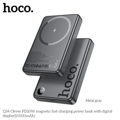 Pin sạc nhanh 20w + sạc không dây từ tính 15w HOCO Q34 10.000mAh sạc dự phòng có màn hình LED chính hãng [BH 1 năm]