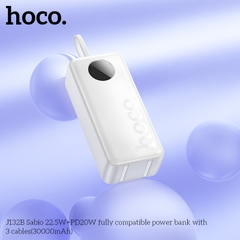Pin sạc nhanh 22.5w HOCO J132B 30.000mAh dự phòng kèm 3 cáp liền pin có led chính hãng [BH 1 Năm]