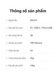 Cáp sạc nhanh 3A Hoco DM-X11 Micro (USB ra Samsung Micro) 1M dây dù chính hãng [BH 1 năm]