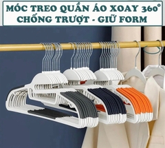 Set 10 móc treo đồ, quần áo chống trượt thiết kế móc liền thân xoay 360 độ tiện lợi [BH: NONE]