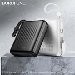 Pin sạc nhanh 22.5w+PD20W BOROFONE BJ70A 15.000mAh sạc dự phòng kèm cáp liền pin chui Type C + chui iPhone có màn hình LED chính hãng [BH 1 năm]