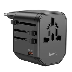 Cóc sạc nhanh 20w, ổ cắm điện du lịch HOCO AC15 Walker (1 cổng type-c, 2 cổng usb) EU / US / UK / AU chính hãng [BH 1 năm]