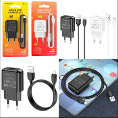 Bộ sạc 2.1A BOROFONE BA64A micro cóc 1 cổng sạc USB kèm cáp USB ra micro chính hãng