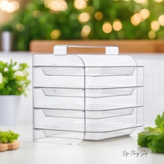 Khay đựng thực phẩm 4 tầng HKR-5599 có thể tháo rời, có quai cầm tiện lợi [BH: NONE]
