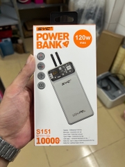 Pin sạc dự phòng sạc nhanh 120W SYC 151, dung lượng 10.000mAh có màn hình hiển thị % pin kèm 2 dây cáp liền thân [BH: 1 Năm]