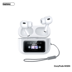Tai nghe bluetooth REMAX COZYPODS W30N tai nghe mẫu airpods PRO2 có ANC+ENC kèm màn hình trên dock sạc [Bh 1 Năm]