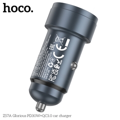 Cóc sạc nhanh xe hơi 30w HOCO Z57A (1 cổng USB, 1 cổng Type-c) chính hãng [BH 1 năm]