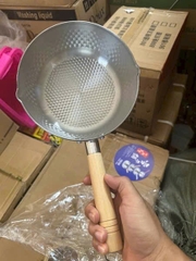 Chảo chống dính inox 18cm Japan, tay cầm cán gỗ cao cấp vân tổ ong sâu lòng [BH: NONE]