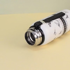 Hộp quà tặng bình giữ nhiệt 600ml kèm 3 ly hình Hoa sang trọng phối đen trắng [BH: NONE]