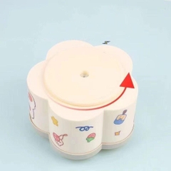 Hộp GẤU THỎ đựng bút, viết, thước, mỹ phẩm đế xoay 360 độ hình Hoa 5 cánh [BH: None]