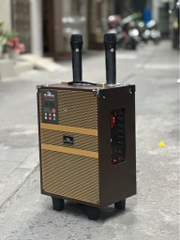 Loa kéo karaoke KIOMIC K32/ K-32 8inch kèm 2 micro không dây 50*34*27 [BH 6 tháng]