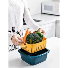 Thau rổ nhựa có nắp đậy đựng rau, trái cây, đựng đồ tủ lạnh tiện lợi