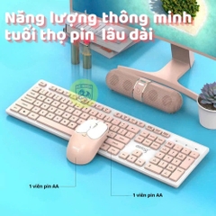 Combo bàn phím chuột không dây Dieog V68 (XANH/ HỒNG) chính hãng [BH: 1 NĂM]