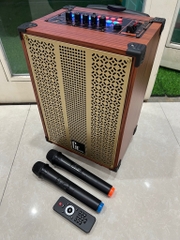 Loa kéo GT8 hát karaoke kèm 2 micro không dây, kích thước 37x20x30 bass 2 tấc, nặng 5kg [BH 6 tháng]