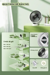 Quạt mini tích điện REMAX F45 sạc pin chính hãng [BH 1 năm]