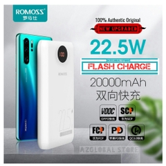 Pin sạc nhanh 22.5w ROMOSS PSW20PF 20.000mAh dự phòng QC3.0+PD 22.5W chính hãng [BH: 12 Tháng]