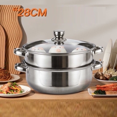 Bộ nồi inox kèm xửng hấp pot 2 tầng 28cm [BH: None]