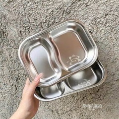 Khay cơm inox 2 ngăn cho bé [BH: none]