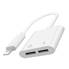 Cáp chuyển jack J008 iPhone ra 2 đầu Lightning cho tai nghe iphone 7 và sạc điện thoại (Dual lightning audio & charge adapter) [BH 1 tuần] / pktn sale