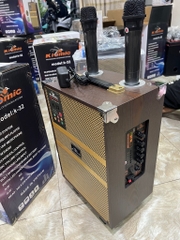 Loa kéo karaoke KIOMIC K32/ K-32 8inch kèm 2 micro không dây 50*34*27 [BH 6 tháng]