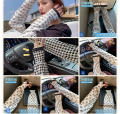 Găng tay chống nắng ống dài họa tiết nhiều hình loại dày tốt