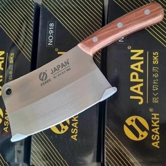 Dao chặt xương, chặt gà, chặt dừa nhà bếp đa năng Nhật Asakh SK5 918 cán gỗ, lỗ tròn treo dao Japan