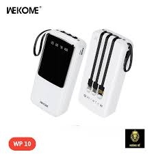 Pin Sạc dự phòng 12W  WEKOME WP-10, dung lượng  20000mAh kèm cáp liền thân, màn hình led hiển thị % pin [BH: 6 THÁNG]