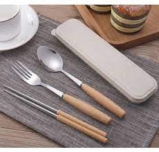 Hộp muỗng đũa thìa cá nhân cán gỗ tiện lợi mang theo [BH: NONE]