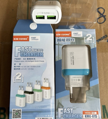 Cóc sạc nhanh 3A Kim Cương KMG-615 2 cổng usb chính hãng [BH 6 tháng]