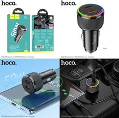 Cóc sạc nhanh 50W cho xe hơi Hoco NZ14B (2 cổng Type C PD) chính hãng [BH 1 năm]