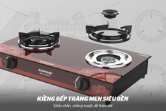 Bếp ga đôi SH2022 Tiết kiệm gas, thiết kế hoa đỏ sang trọng hiện đại [BH: 1 THÁNG]