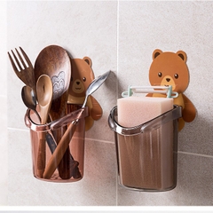 Cốc ly gấu đựng bàn chải kem đánh răng dán tường đa năng [BH: NONE]