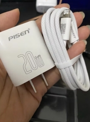 Bộ sạc nhanh GaN 20w PD PISEN CL-02 (C-L) 1.2m chính hãng (cáp type-c ra iphone lightning) - BH 1 năm