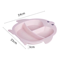 Khay đựng cơm, bát ăn dặm 3 ngăn kèm muỗng, thìa, đũa cho bé [BH: None]