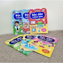 Combo 6 quyển tập bóc dán thông minh 6 chủ đề cho bé vừa chơi vừa học song ngữ
