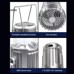 Đèn phượt, đèn tích điện 3in1 kiêm quạt, sạc dự phòng siêu tiện lợi (sạc trực tiếp hoặc năng lượng mặt trời) [BH: NONE]