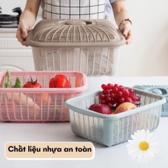 Rổ đựng rau củ đồ đạc có nắp đậy chữ nhật nhựa cao cấp 29*22*10cm