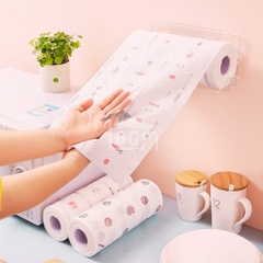 Cuộn khăn lau đa năng MÀU TRẮNG có Họa Tiết lau bếp Có Thể Giặt Được (tái sử dụng nhiều lần) [BH: NONE]