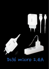 Bộ sạc nhanh 2.4A EU Hoco DC36 Micro (cóc 1 cổng usb+ cáp 1 cổng usb ra samsung micro) chính hãng [BH: 1 NĂM]