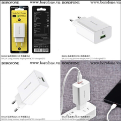 Cóc sạc nhanh QC3.0 BOROFONE BA21A cóc 1 cổng USB chính hãng [BH 1 năm]