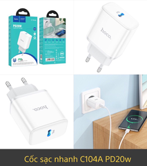 Cóc sạc nhanh 20w Hoco C104A 1 cổng type c cho iPhone 11 12 13 Pro Max chính hãng [BH 1 năm]